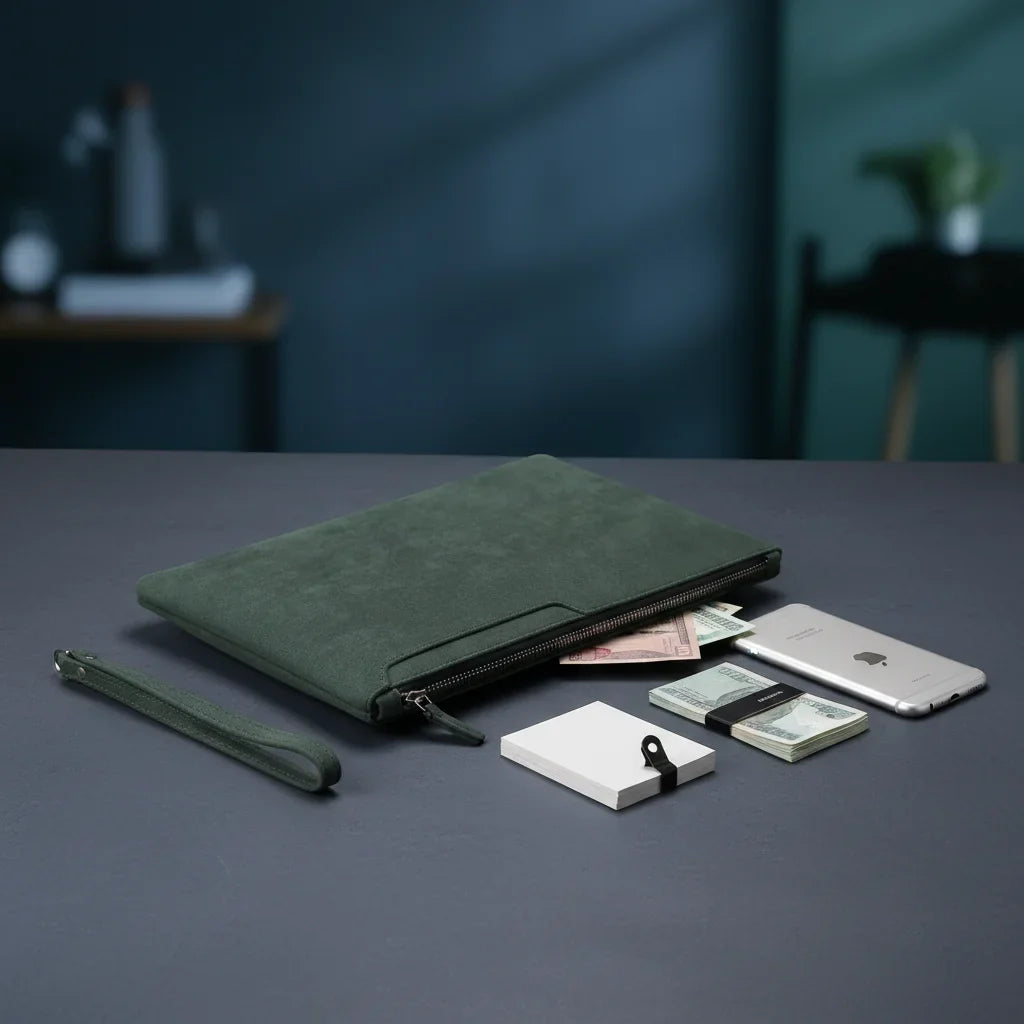 Men's Slim PU Leather Clutch Bag – Business Phone Pouch