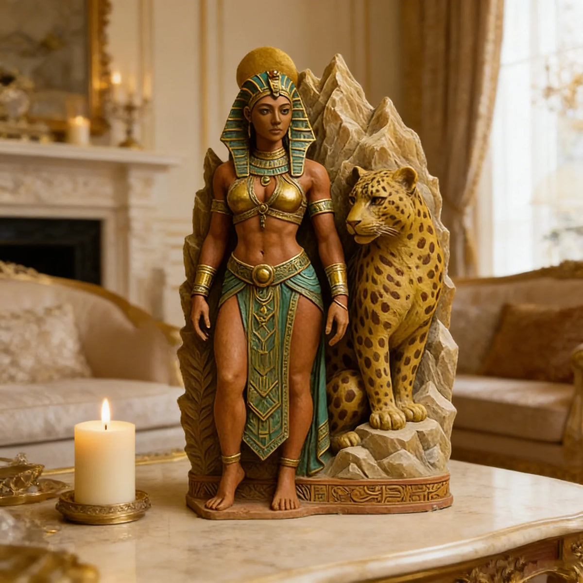 3D Egyptian Queen Leopard Silicone Mold Candle Soap Resin Craft Mould