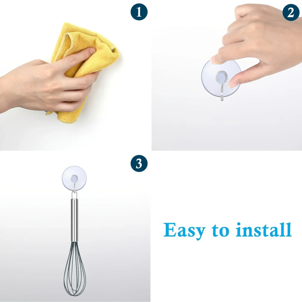 Clear Suction Cup Hooks with Metal Hook – Kitchen & Bathroom