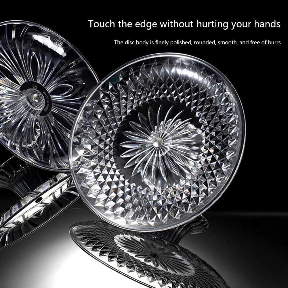 Clear Embossed Fruit & Snack Serving Tray | PET Plate 15–30cm