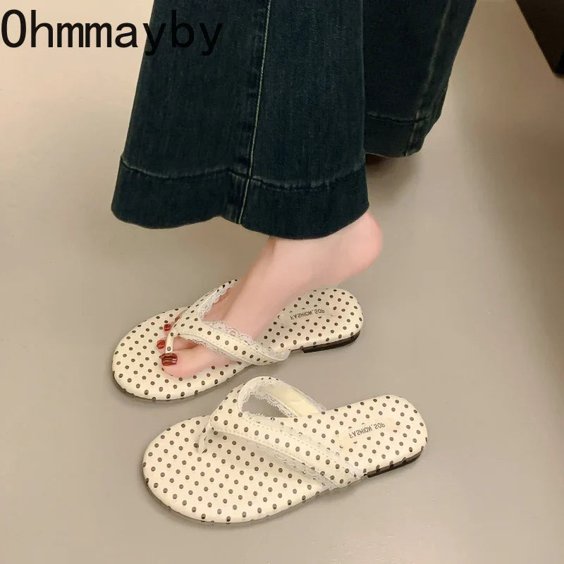 Women's Polka Dot Flip Flop Slides – Summer Beach Sandals