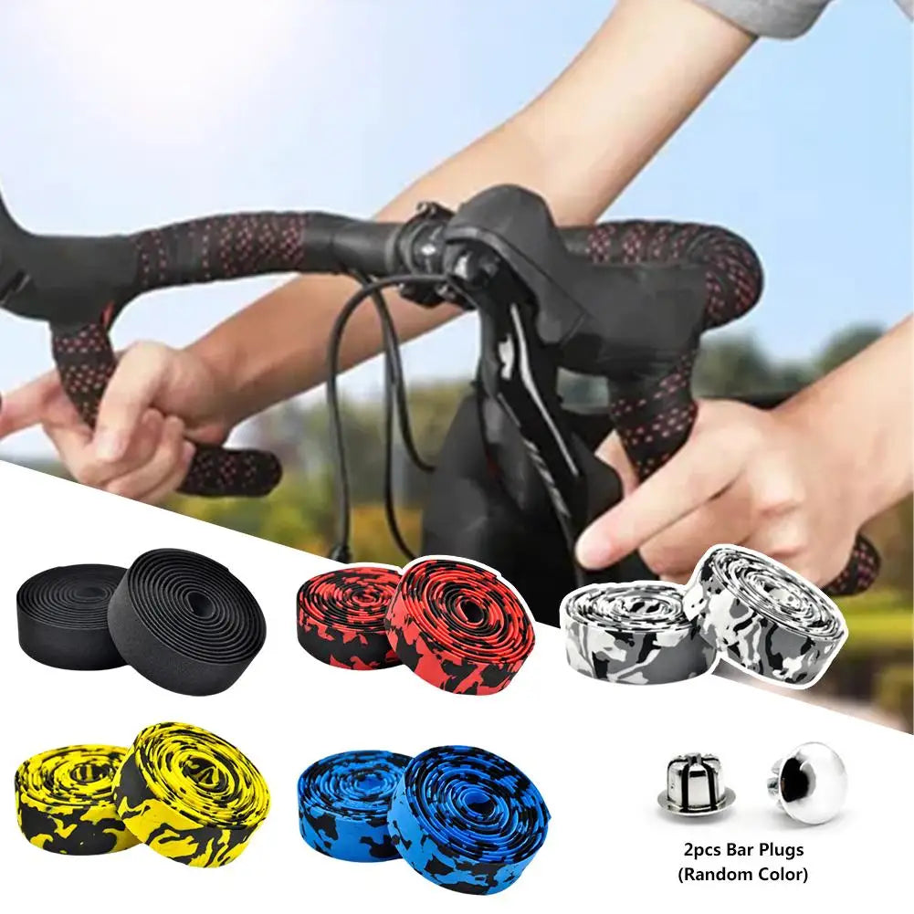 Road Bike Handlebar Tape Camouflage Anti-Slip Cycling Wrap 2pcs