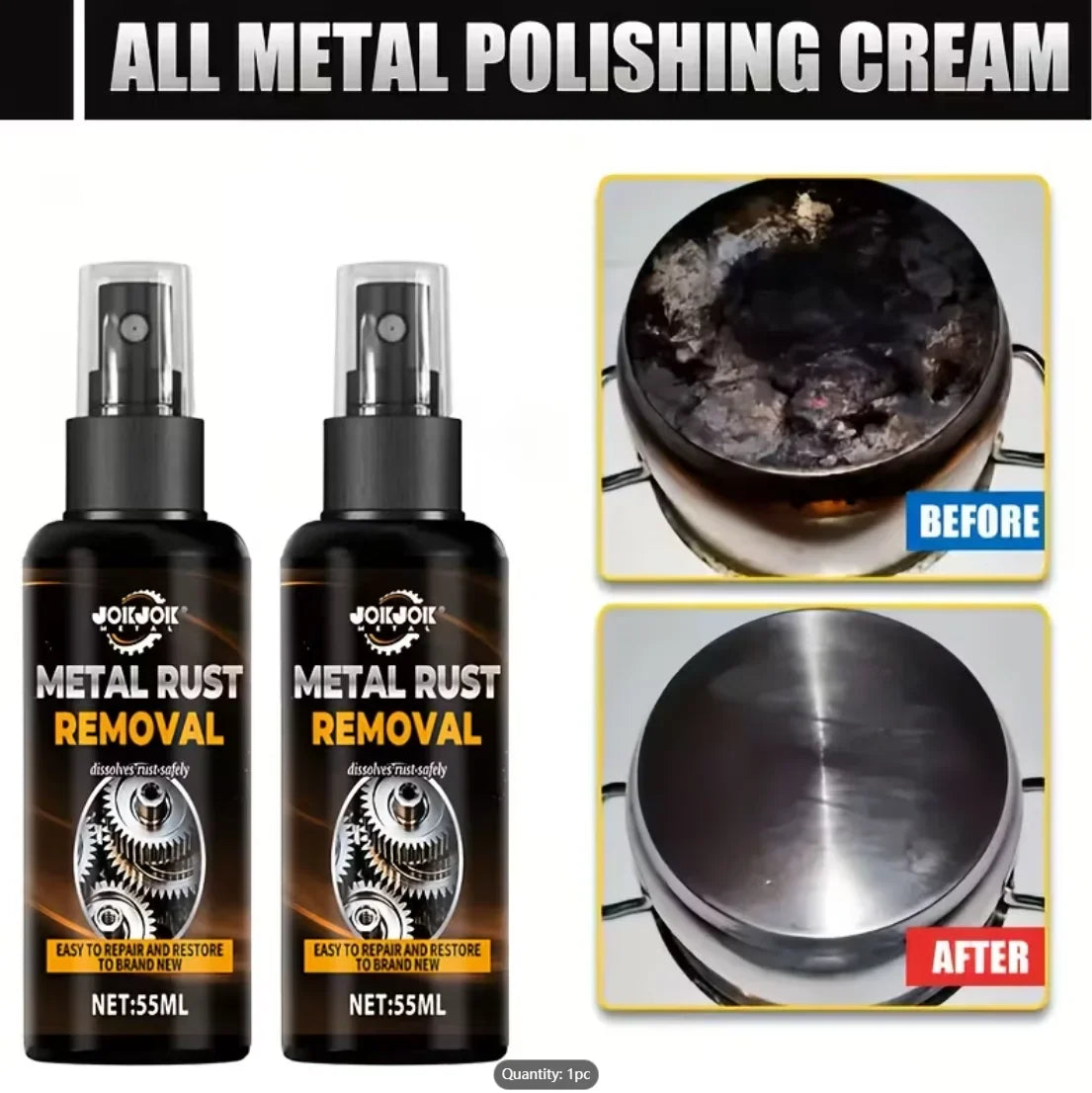 Metal Rust Remover Spray with Towel – Car & Home Use