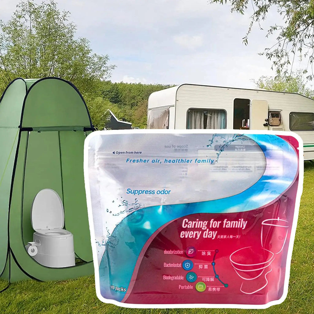 Portable Toilet Absorbent Powder 30 Pcs | Camping & Hiking