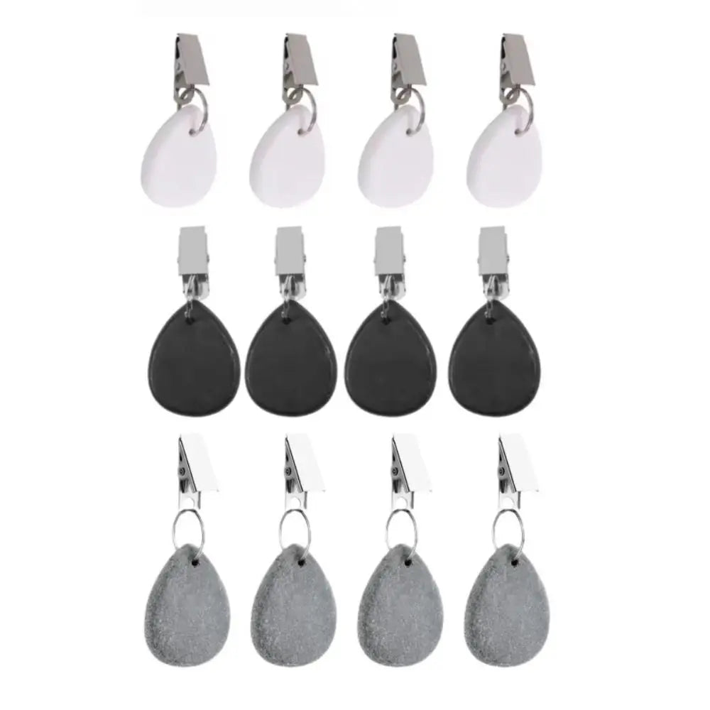 Marble Teardrop Tablecloth Weights with Metal Clips – Set of 4
