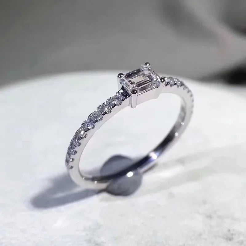 Huitan Thin CZ Ring for Women – Minimalist Daily Wear Jewelry