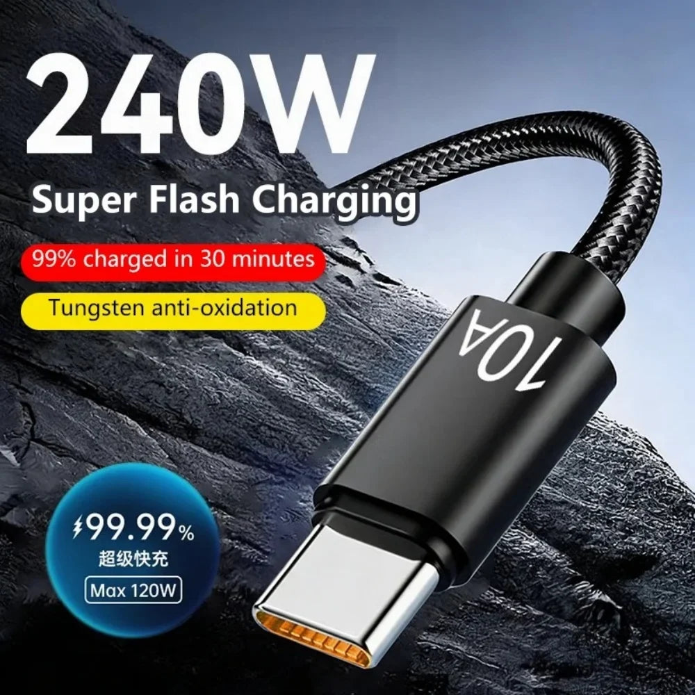 120W USB-C Fast Charging Cable Braided | 1m–3m for Android