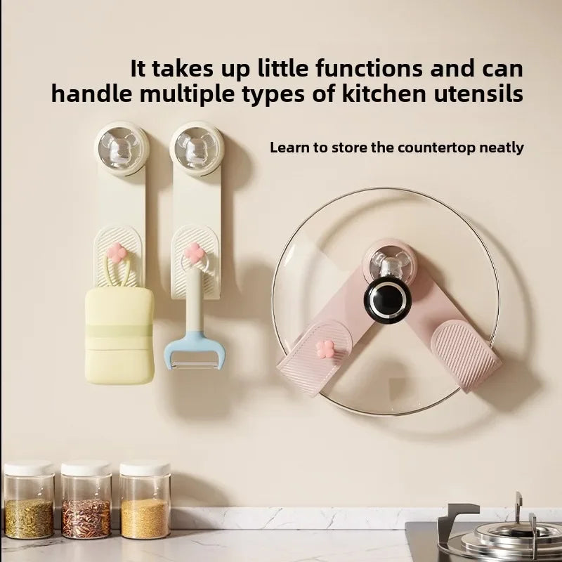 Wall-Mounted Suction Cup Pot Lid & Cutting Board Rack