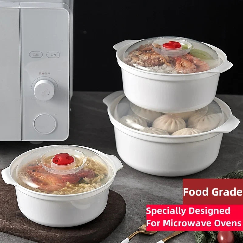 BPA-Free Microwave Heating Bowl with Lid – 1.2L Food-Grade Plastic, Dishwasher Safe