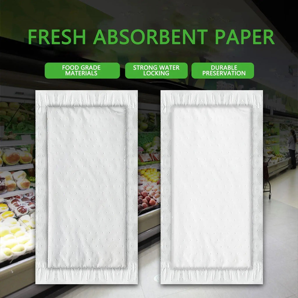 100-Pack Food-Safe Absorbent Pads for Meat, Fish & Produce