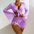 Women's 4-Piece High Waist Bikini Set with Cover-Up Skirt