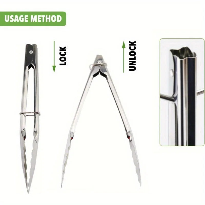 Stainless Steel Kitchen Tongs – BBQ, Grill & Buffet Use