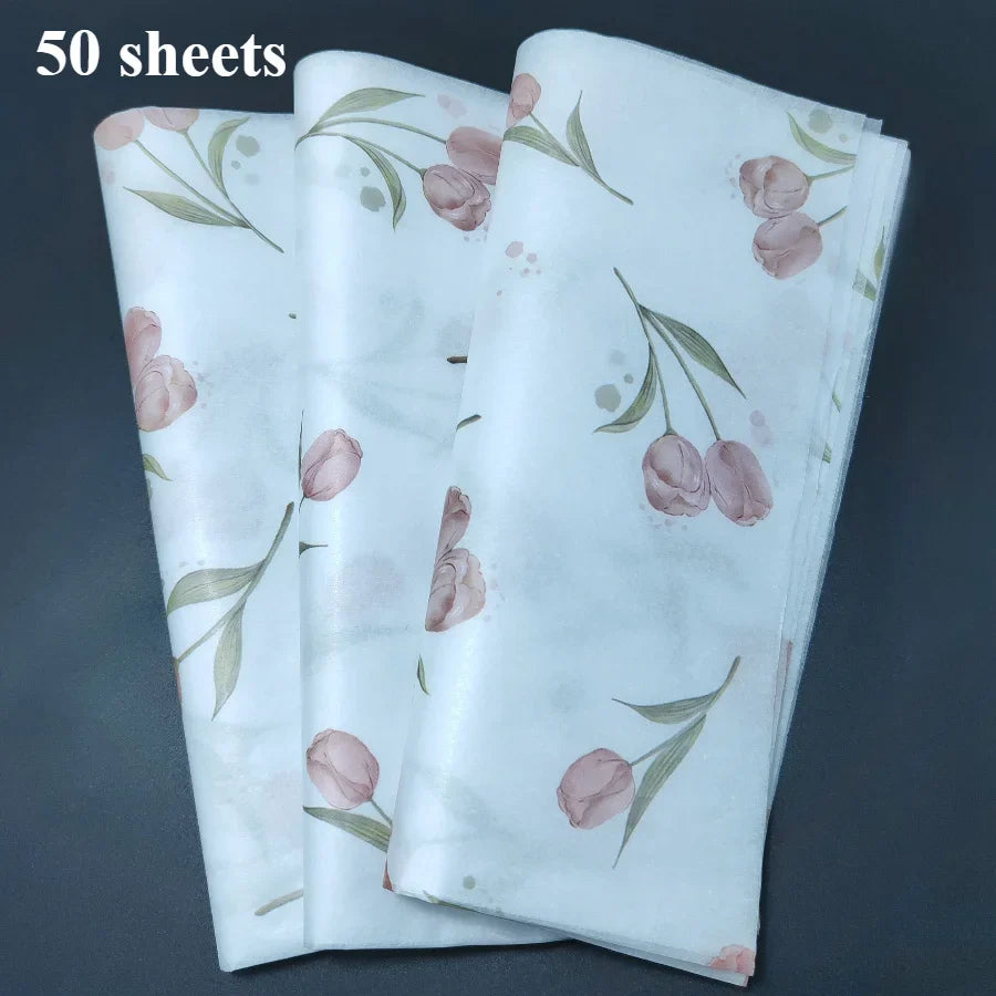 50 Pcs Tulip Gift Wrapping Paper Set – DIY Crafts & Occasions