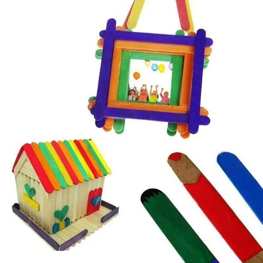 50 Pcs Wooden Craft Sticks – DIY Art, Kids Crafts & Decor