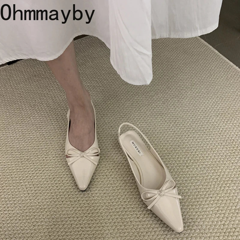 Women's Butterfly-Knot Flat Sandals – Slip-On Slingbacks