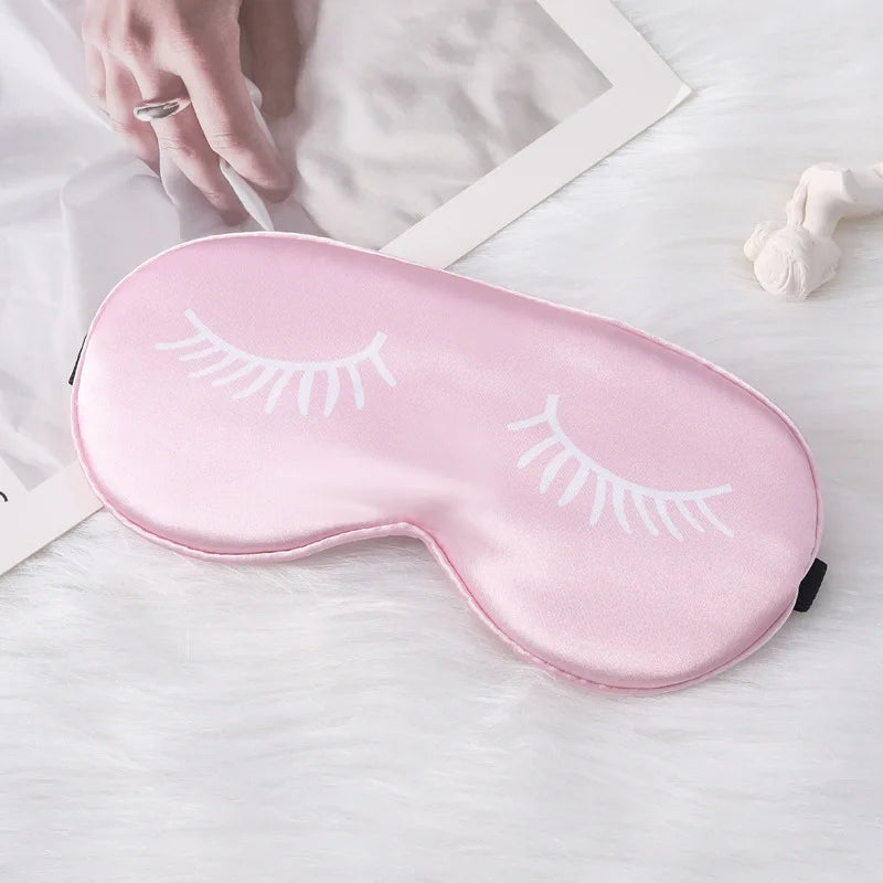 Cartoon Eyelash Silk Sleep Mask – Soft Eye Cover for Travel