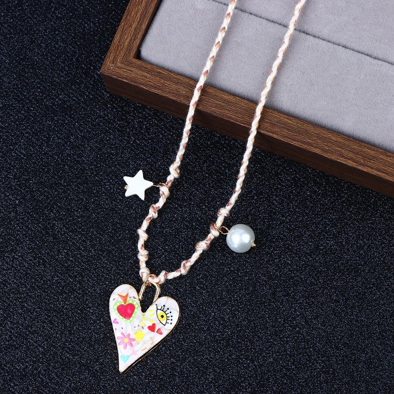 Handmade Knotted Rope Heart Pendant Necklace for Women