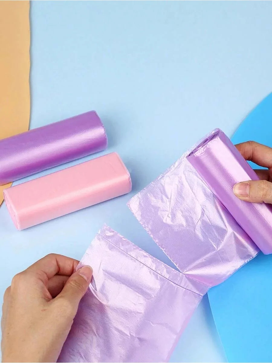 5rolls Multiple Colors Portable Plain Garbage Trash Bag Can Liners