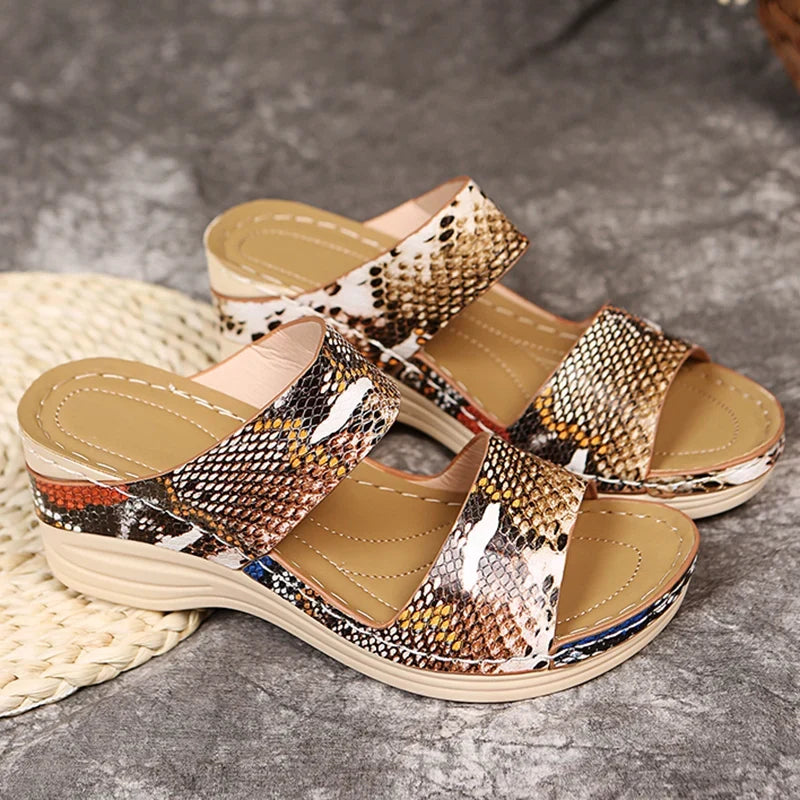 Leopard Print Wedge Platform Sandals – Women's Summer Shoes