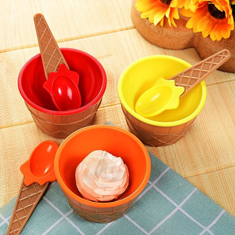 Kids Ice Cream Bowl Spoon Durable Children Gifts Lovely Dessert DIY