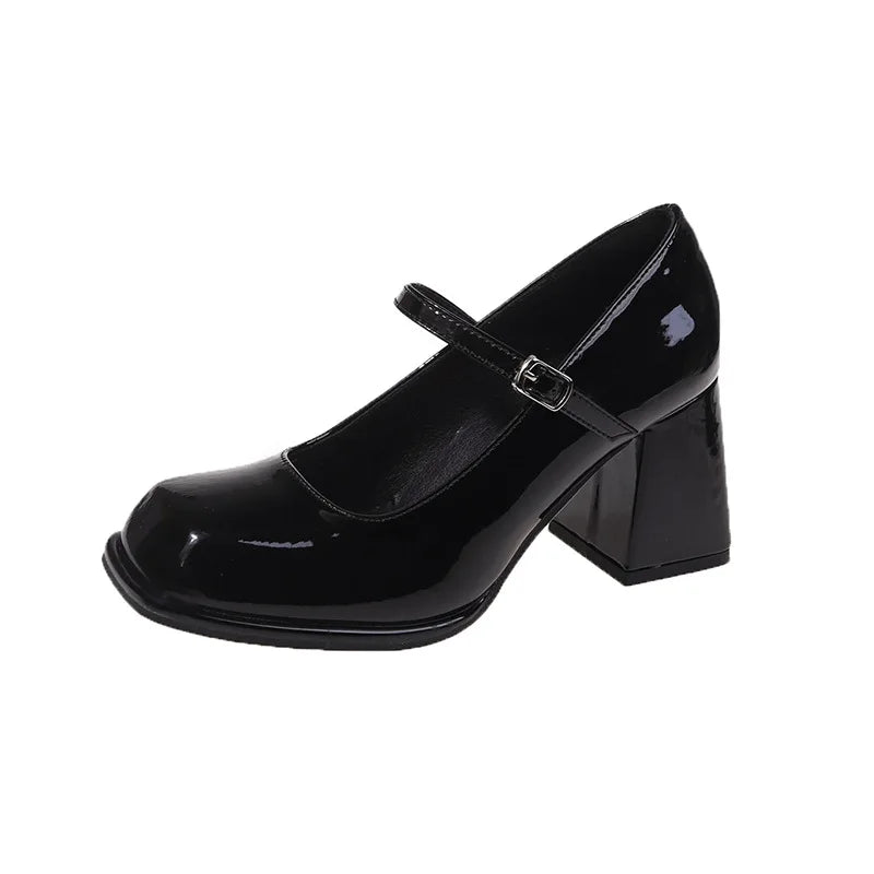 Women's Mary Jane Square Heel Pumps – Vintage Buckle Sandals