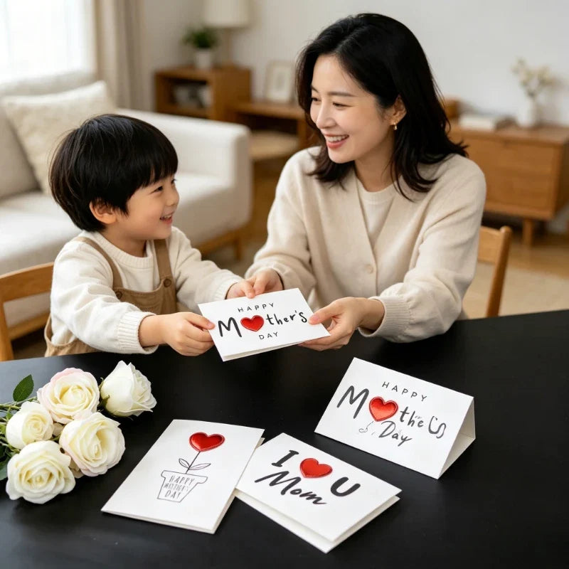 5-Pack Heart Greeting Cards – Mother's Day, Birthday & More