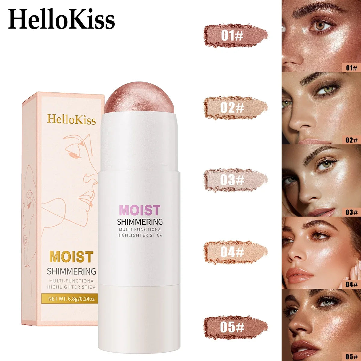Hello Kiss Glowup Highlighter Stick – Buildable Face Contour