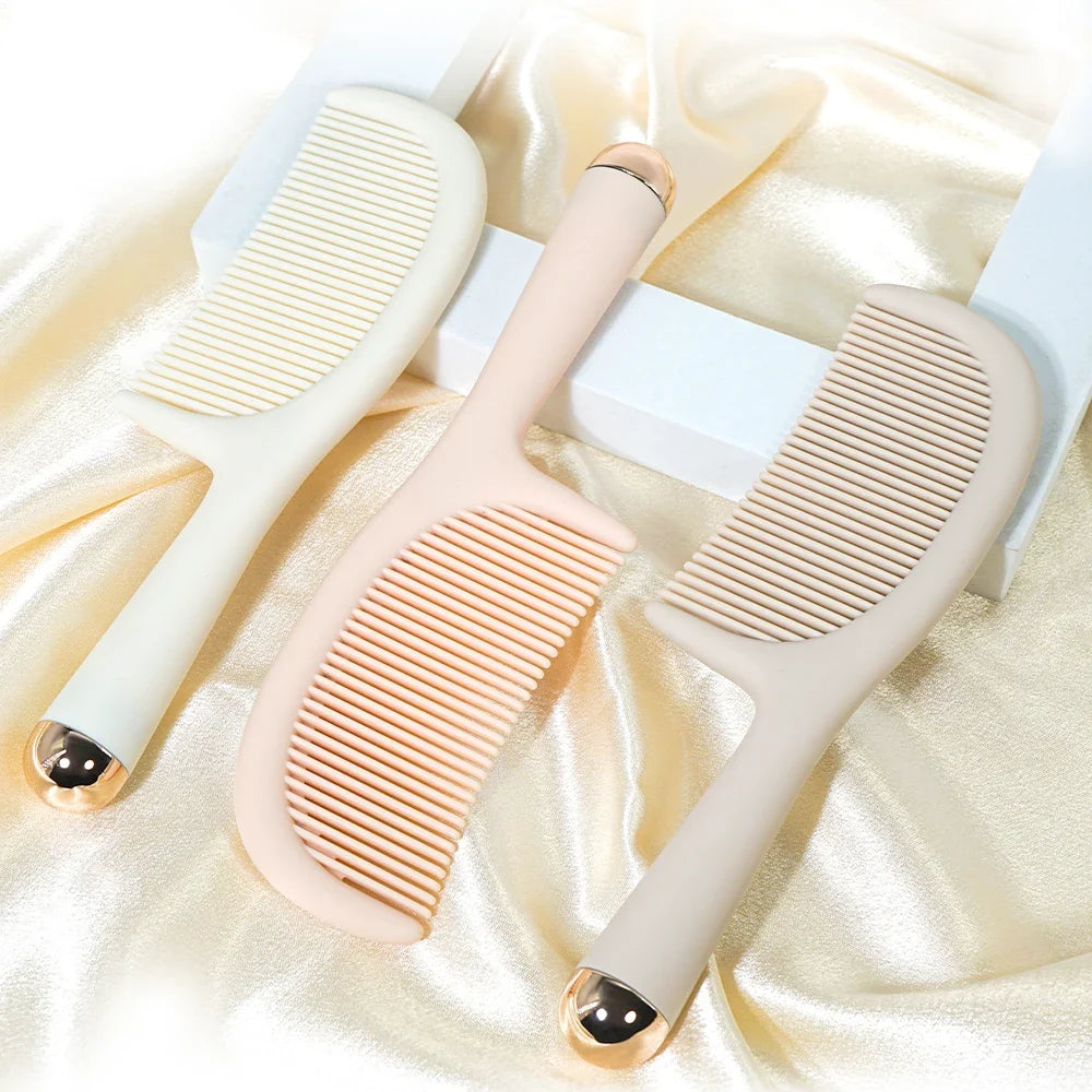 Luxury Beige Handle Comb – Ergonomic Gold Capped Salon Comb