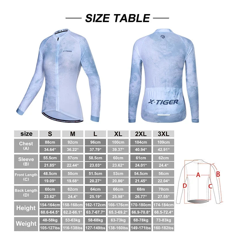 X-Tiger Women's Long Sleeve Cycling Jersey | Breathable Bike Top