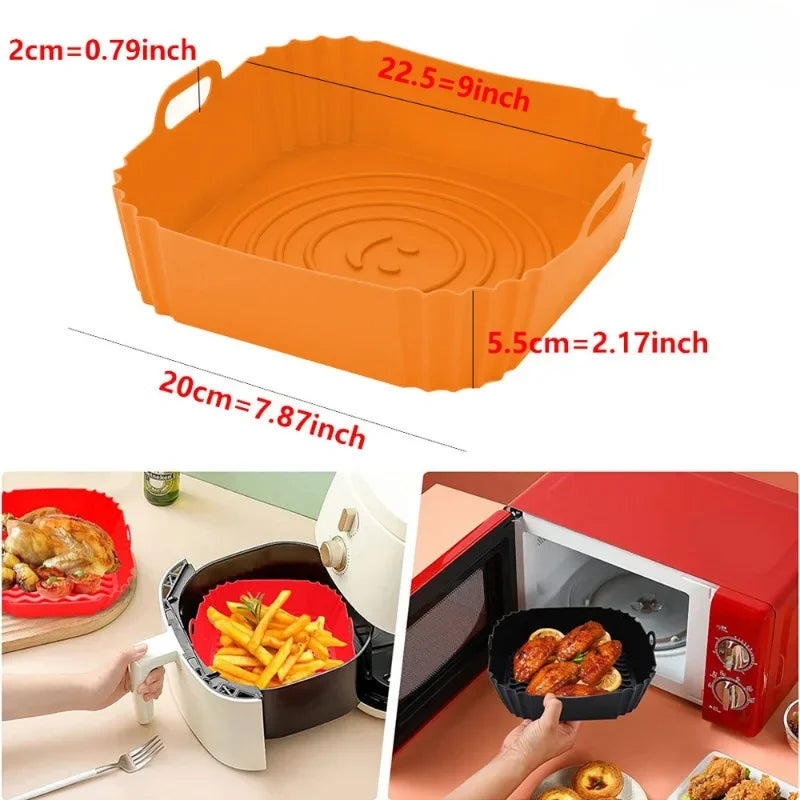 Square Silicone Baking Pan Set | Non-Stick Air Fryer Tray