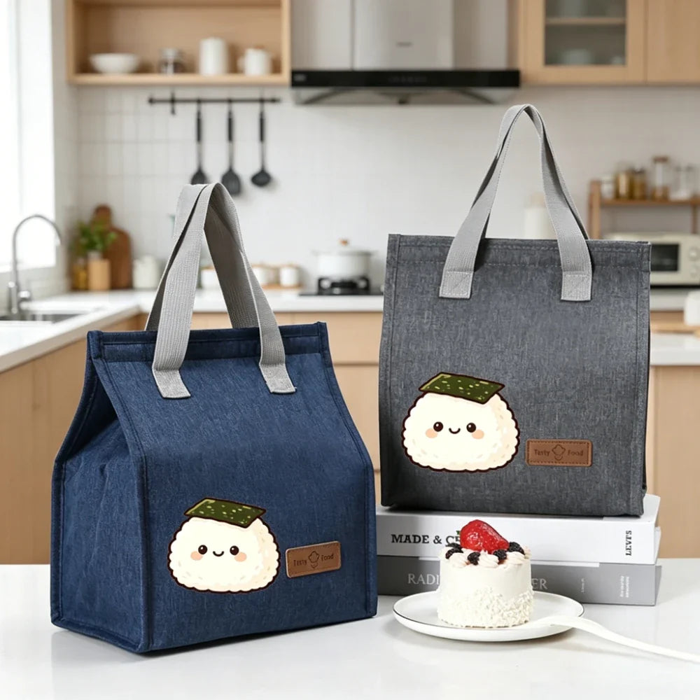 Kawaii Onigiri Print Insulated Lunch Bag Waterproof Oxford Thermal