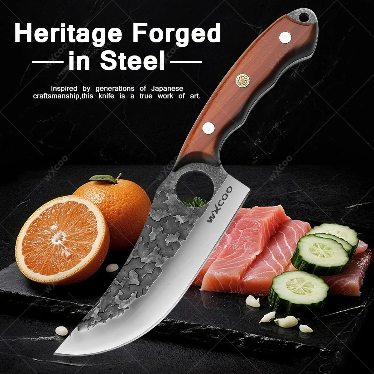 Japanese Santoku Chef's Knife Set – Laser-Textured Stainless Steel