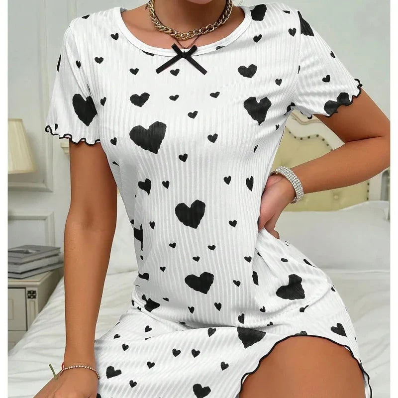 Women's Printed Nightgown Dress – Soft Knit Summer Sleepwear