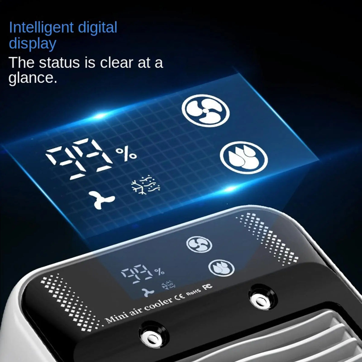 Portable Personal Air Cooler – 2 Speeds, USB, 500ml Tank