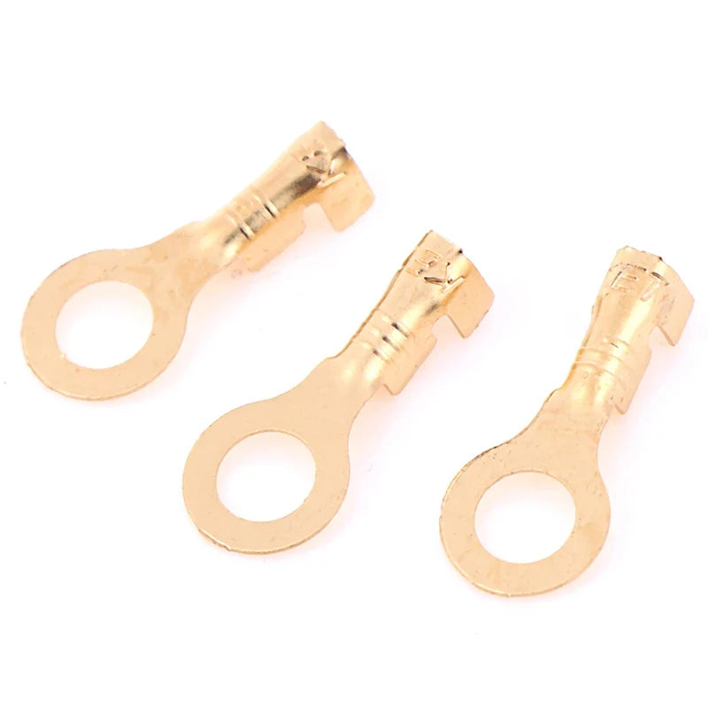 100Pcs 4.2mm Gold Brass Round Splice Wire Terminals | Low Voltage
