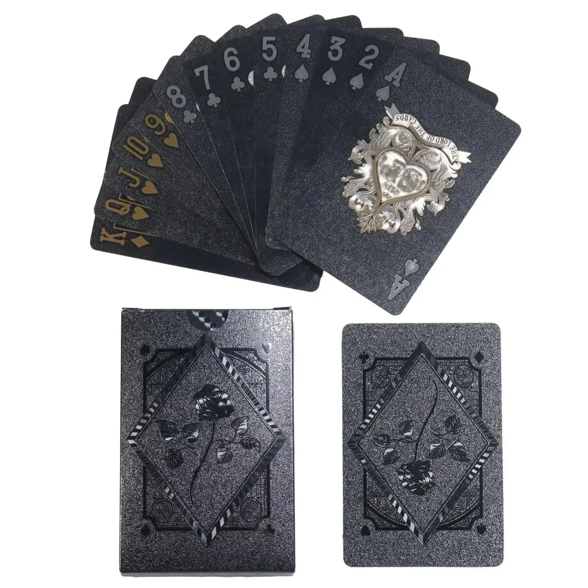 Black Rose Frosted Waterproof PVC Playing Cards | Texas Poker Deck