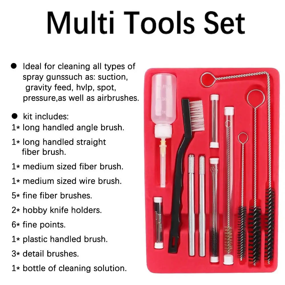 Airbrush Spray Nozzle Cleaning Brush Kit | 17/23Pc + Storage Case
