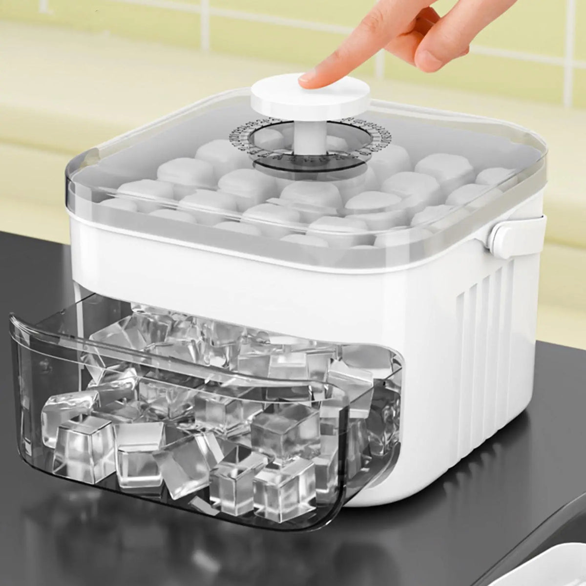 50-Cavity Double Layer Ice Cube Tray with Lid & Storage Bin