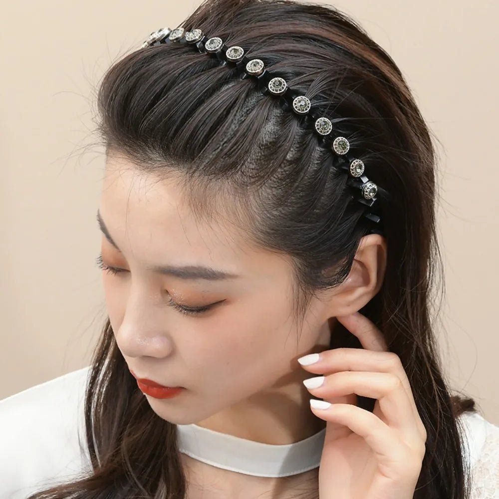 Rhinestone Pearl Hair Braider Headband – Floral Zircon