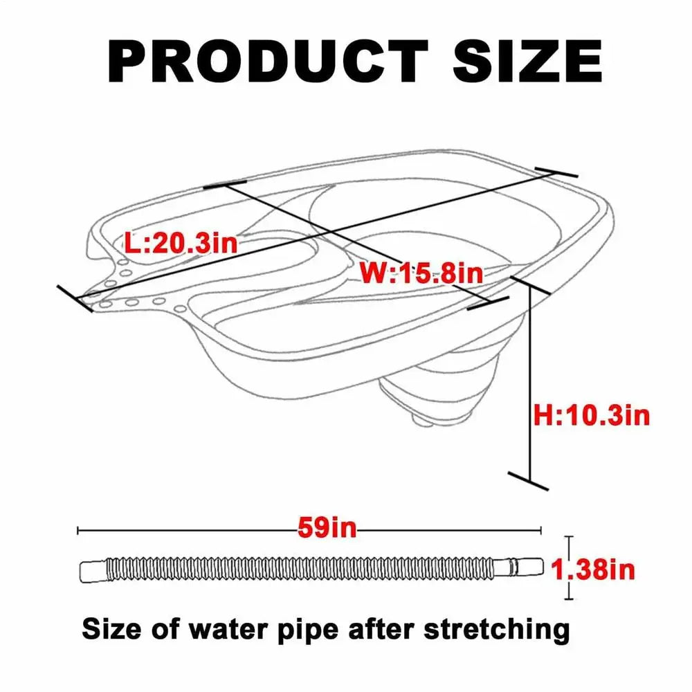 Portable Shampoo Bowl Foldable Shampooing Basin Drain Hose Women Home
