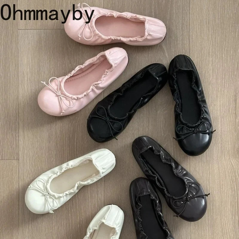 Women's Butterfly-Knot Mary Jane Ballet Flats | Slip-On