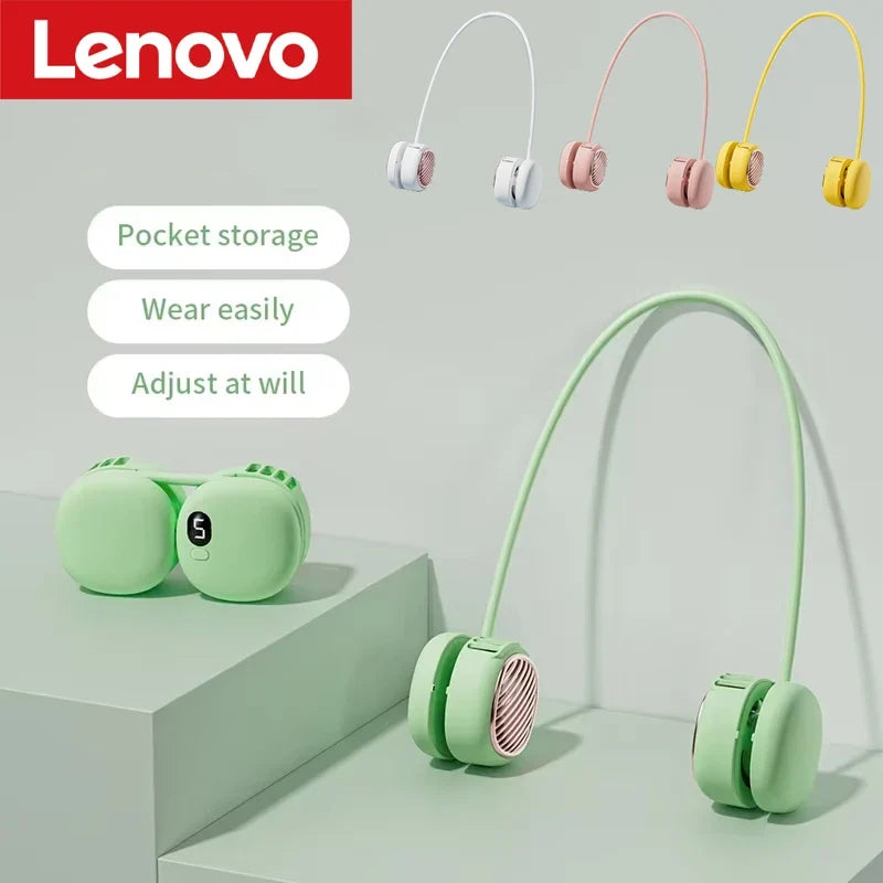 Lenovo Neck Fan USB Rechargeable 5-Speed 360° Wearable Fan