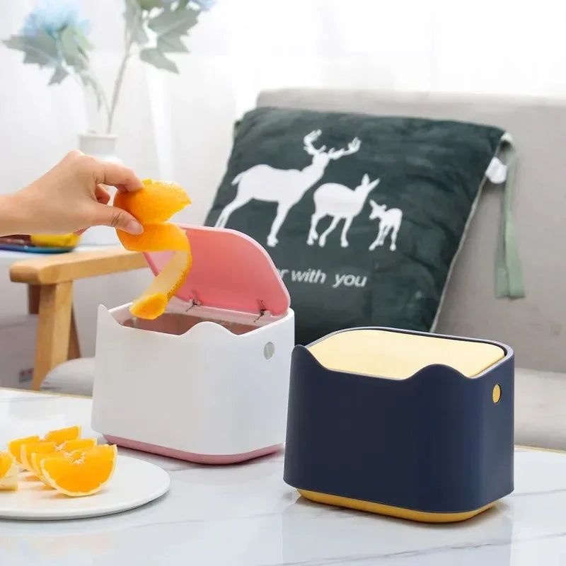 Mini Desktop Trash Can with Press Lid – Cute Desk Waste Bin