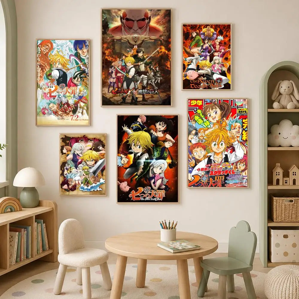 Seven Deadly Sins Anime Self-Stick HD PVC Wall Art Poster
