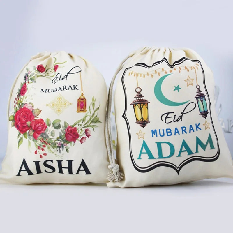 Personalised Eid Mubarak Drawstring Gift Sack | Ramadan Kids Bag