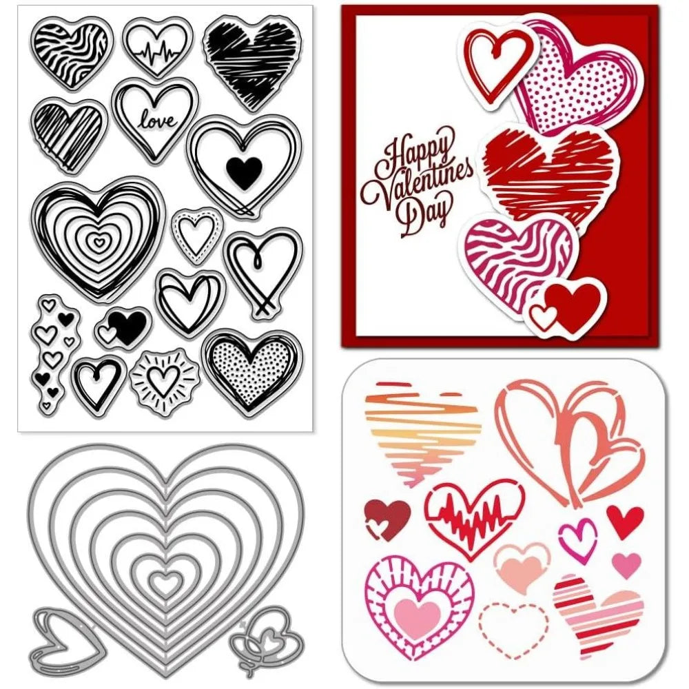 Heart Clear Stamps & Metal Cutting Dies for Card Making