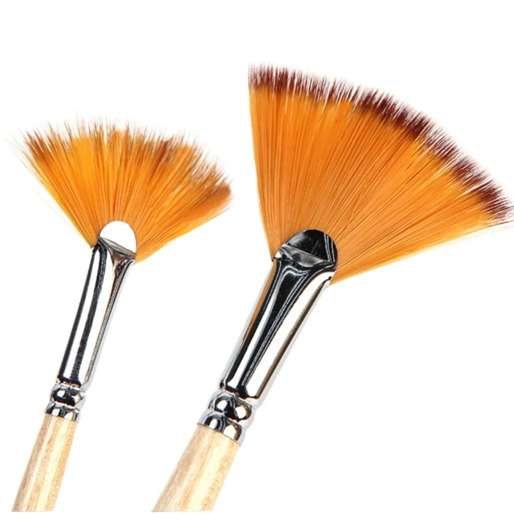 5-Piece Artist Fan Paint Brush Set – Nylon Hair & Wood Handle