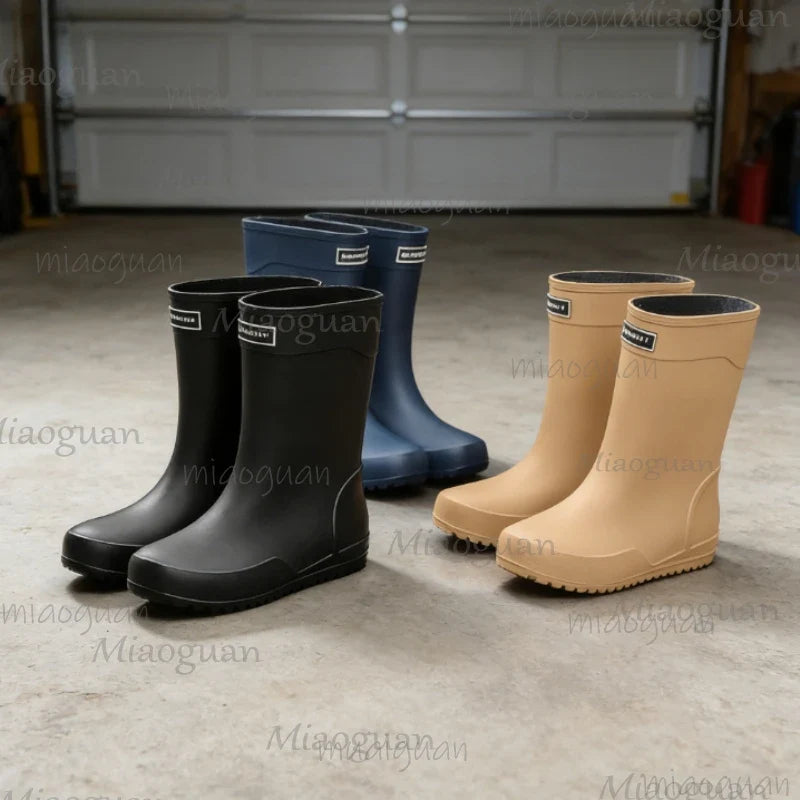 Men's Waterproof Mid-Calf Rain Boots | Non-Slip Rubber Outdoor