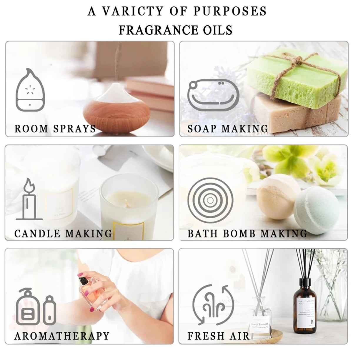 PHATOIL 10ml Pure Natural Essential Oils for Diffuser & Aromatherapy