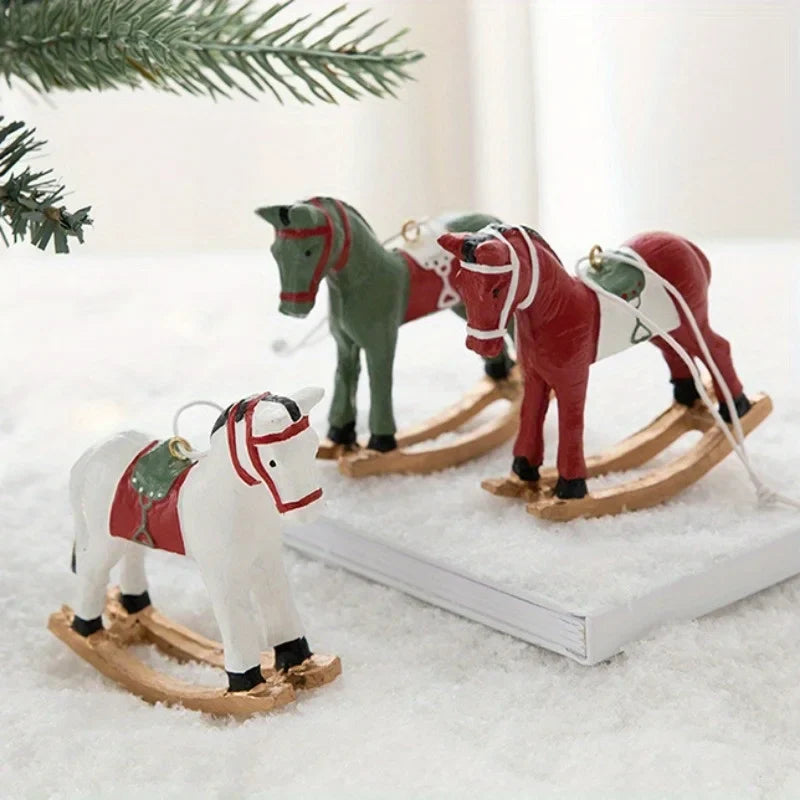 3D Rocking Horse Christmas Ornament – Retro Tree Decoration